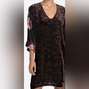 Johnny Was Velvet Silk Kimono with Animal Floral Print